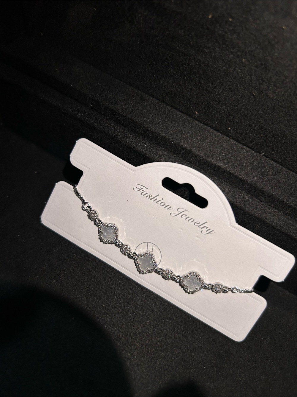 Silver/White Diamond Charm Bracelet